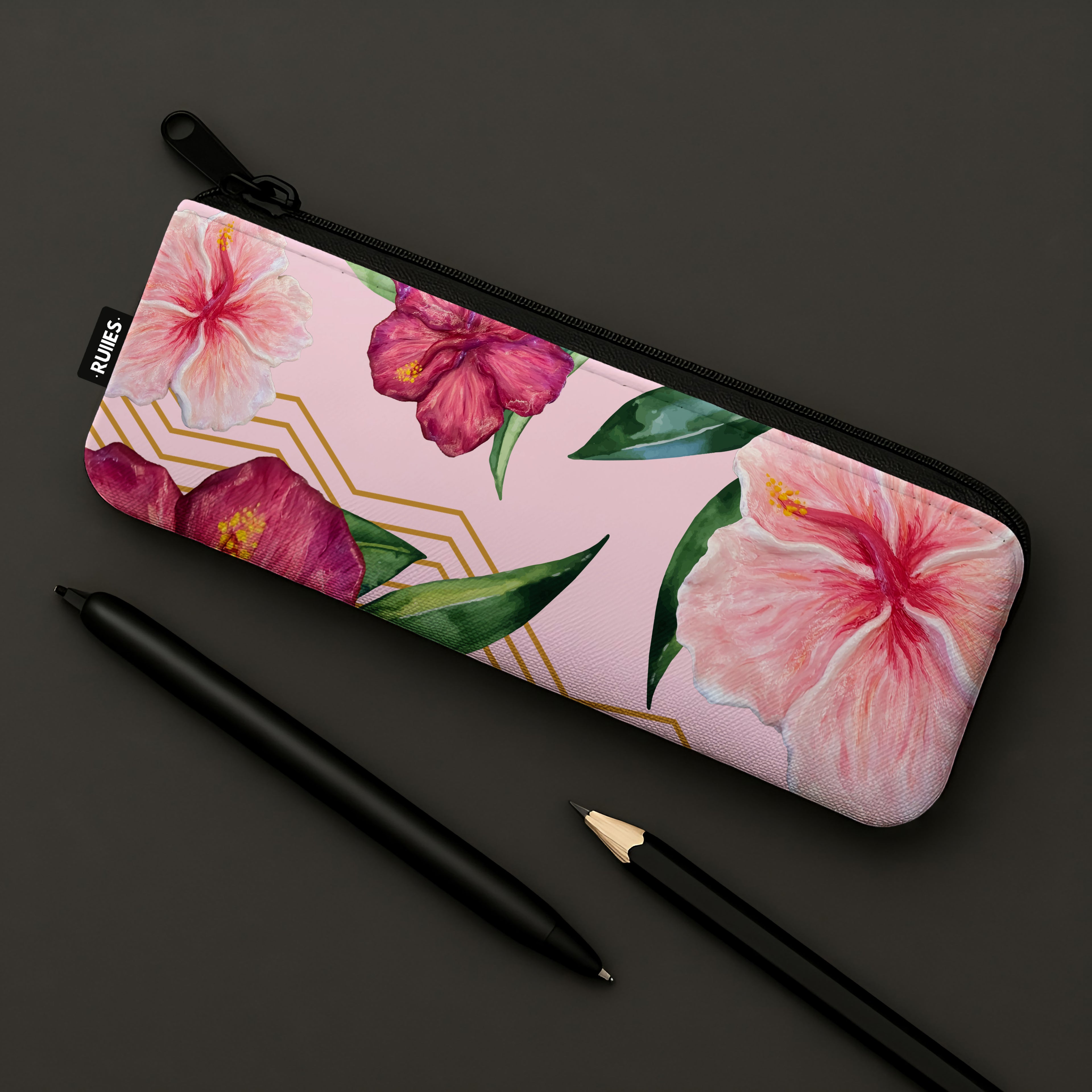 purple flowers pencil case